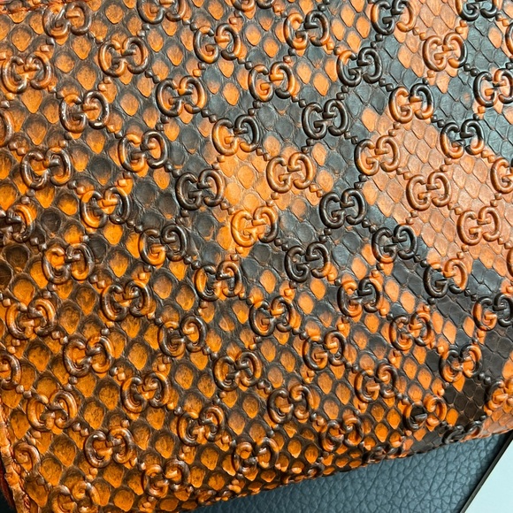 NIB GUCCI WOMENS MICRO GG PYTHON LEATHER ZIP AROUND WALLET CLUTCH MADE IN ITALY - Picture 2 of 3